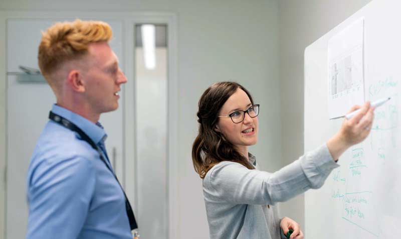 Trainer leading a whiteboard session